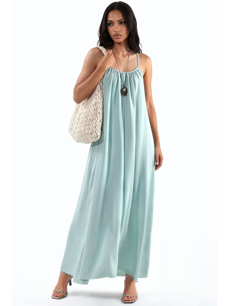 Boho midi dress with u collar hiccup Verde menta - Kiabi