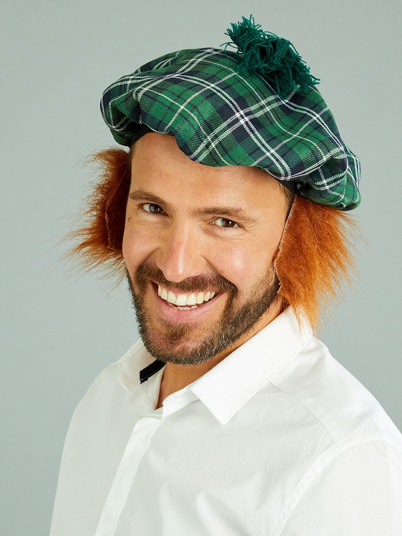 Boina escocesa con peluca incorporada verde - Kiabi