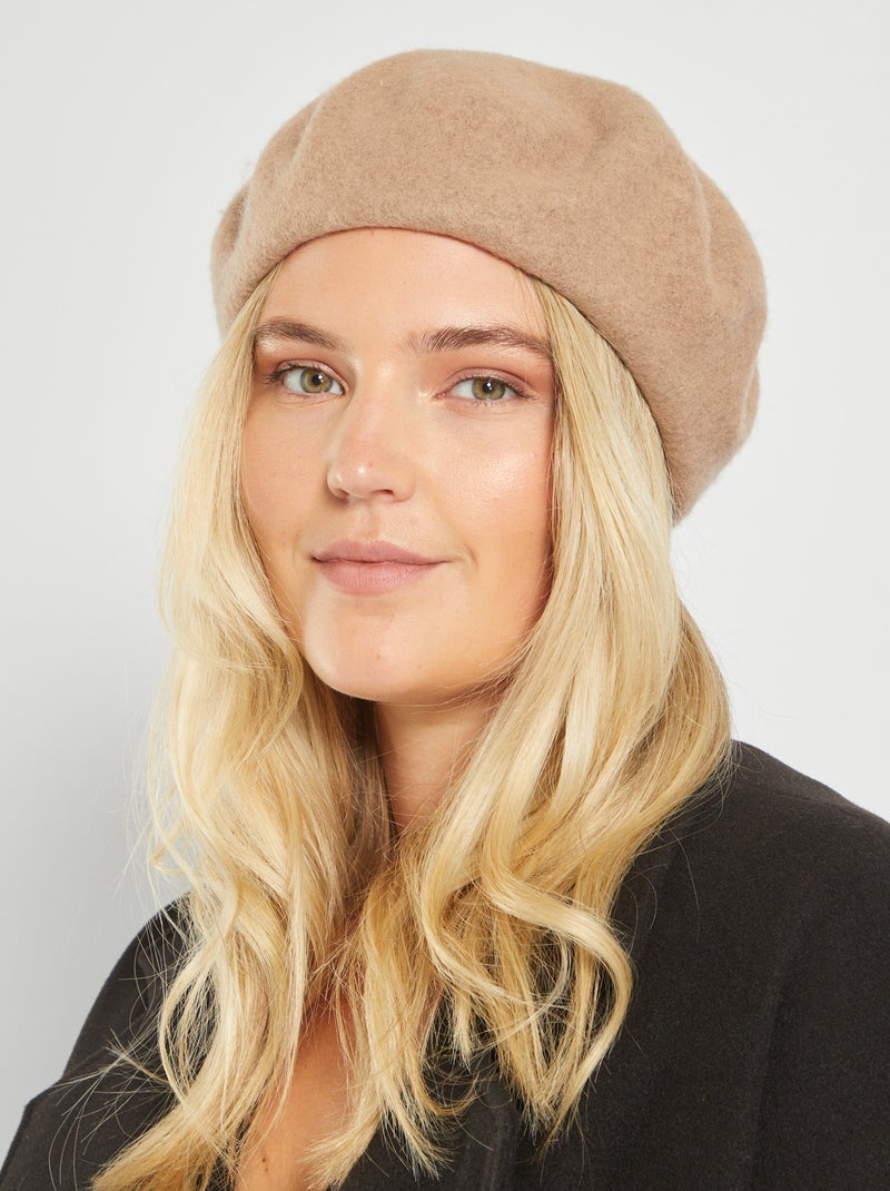 Boina lisa de lana BEIGE - Kiabi