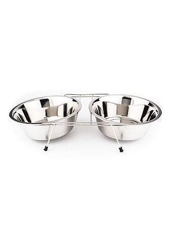 Bol doble de acero inoxidable con soporte - AFIBEL