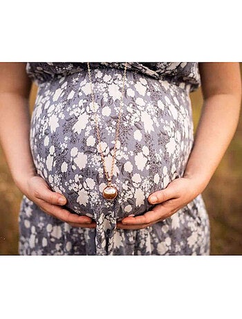 Bola de embarazo collar, corazón con purpurina | Bola