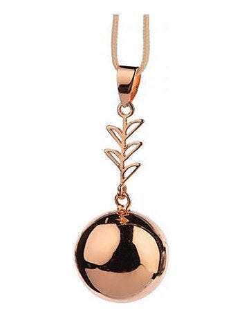Bola de embarazo collar, hoja de oro rosa | Bola