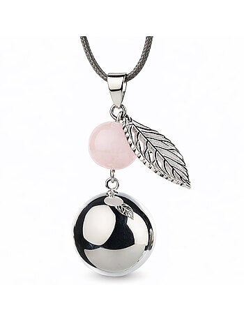 Bola de embarazo collar, perla y hoja | Bola