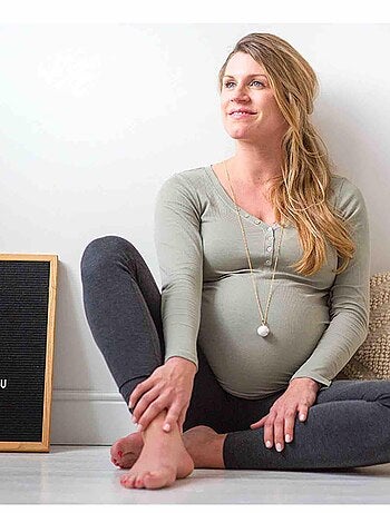 Bola de embarazo collar, perla y hoja | Bola