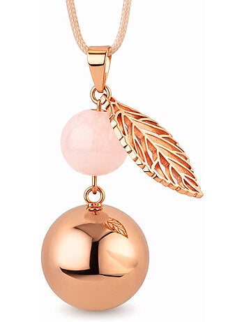 Bola de embarazo collar, perla y hoja | Bola