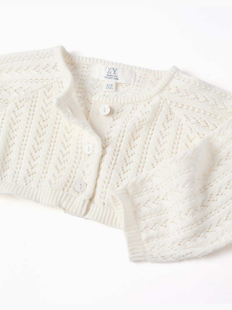 Bolero de punto calado de algodón Beige claro - Kiabi