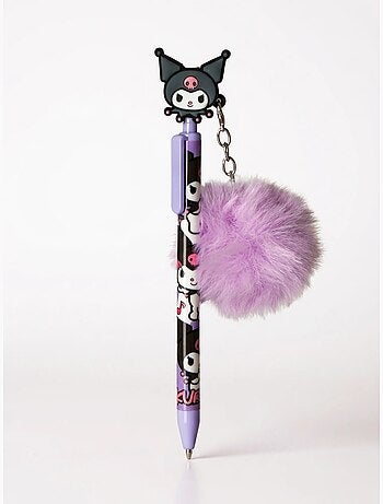 Bolígrafo con pompón y figurita kuromi sanrio