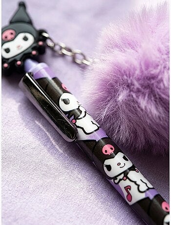 Bolígrafo con pompón y figurita kuromi sanrio