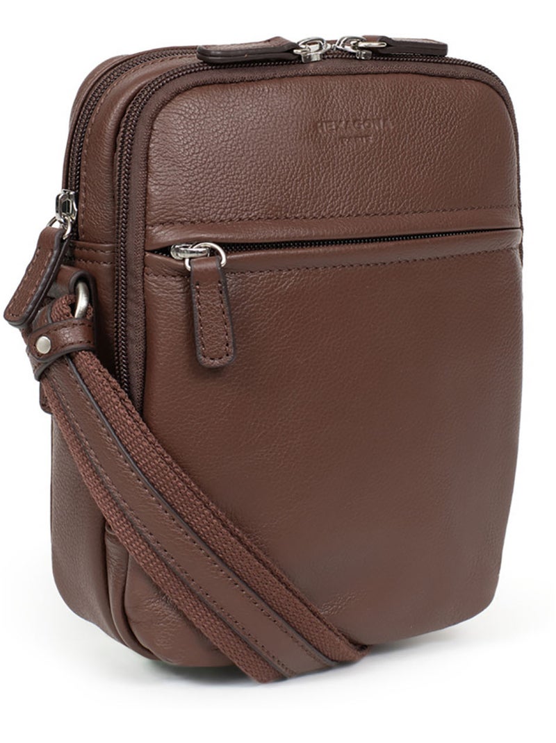 Bolsa - cuero confort hexagona Marrón chocolate - Kiabi