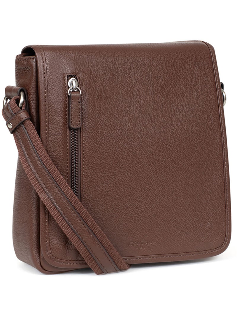 Bolsa - cuero confort hexagona Marrón chocolate - Kiabi
