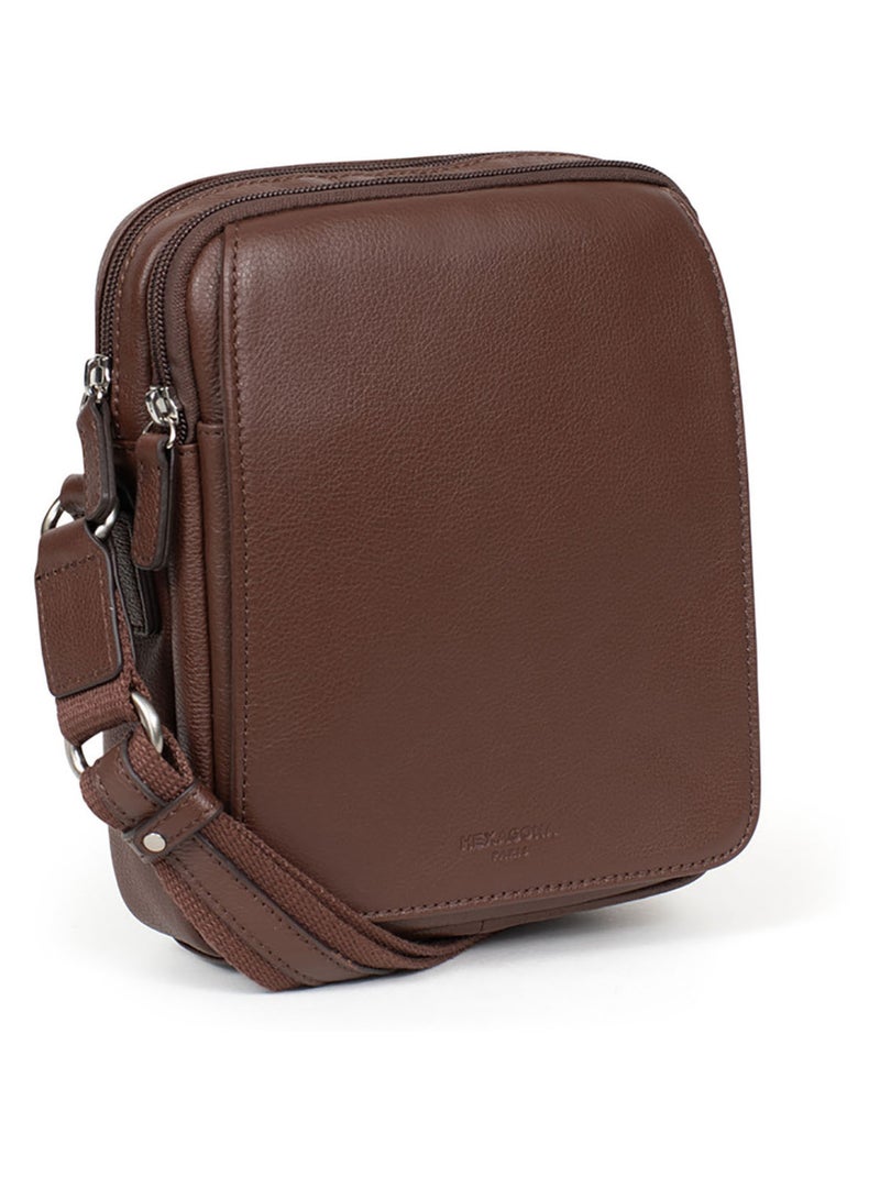 Bolsa - cuero confort hexagona Marrón chocolate - Kiabi