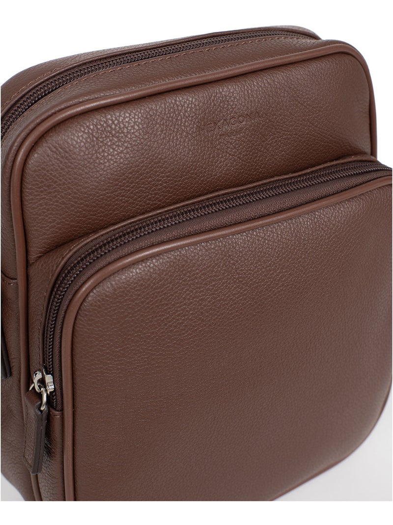Bolsa - cuero confort hexagona Marrón chocolate - Kiabi