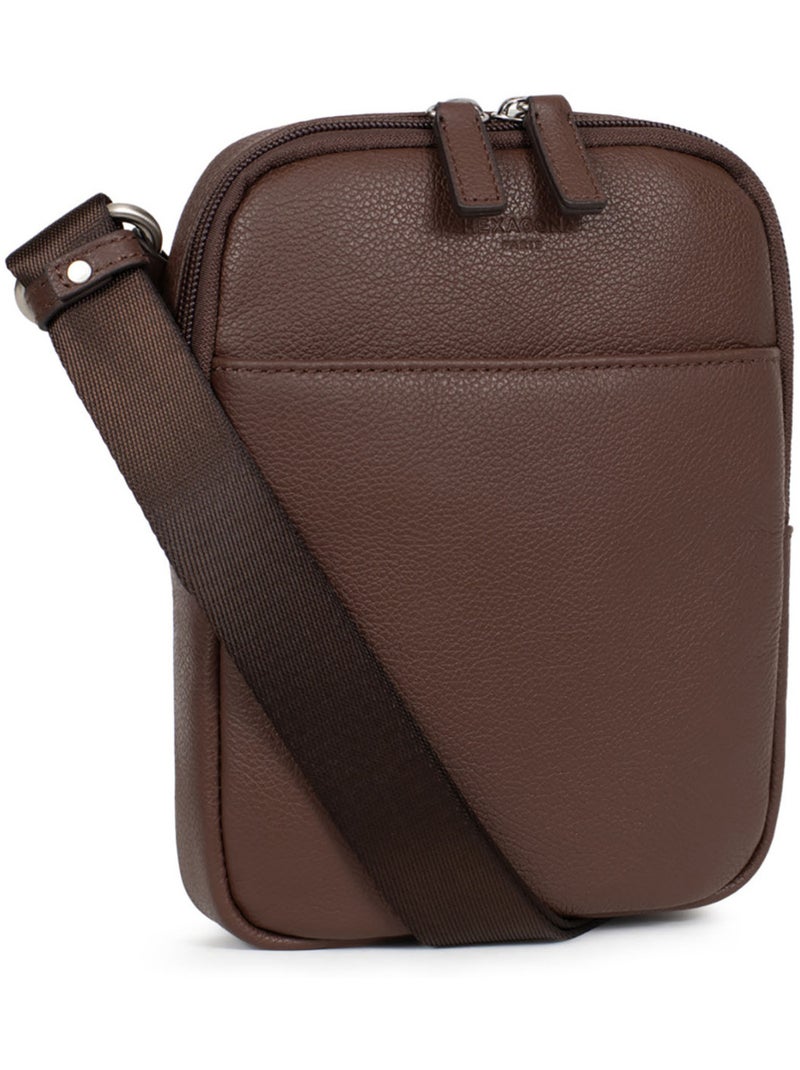 Bolsa - cuero confort hexagona Marrón chocolate - Kiabi