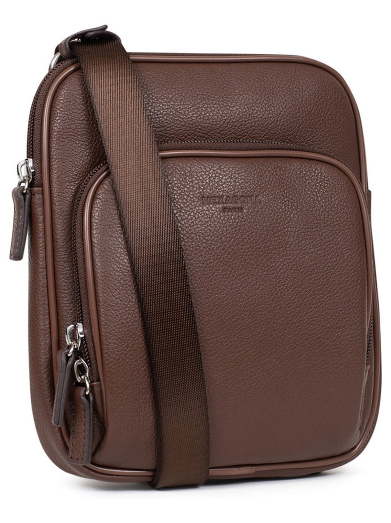 Bolsa - cuero confort hexagona Marrón chocolate - Kiabi