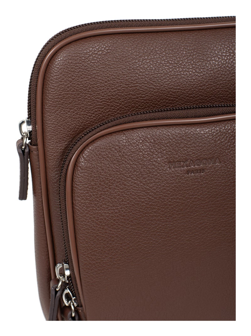 Bolsa - cuero confort hexagona Marrón chocolate - Kiabi