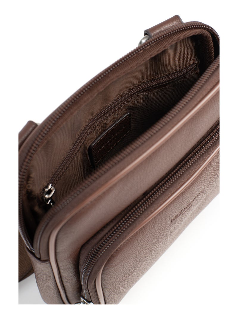 Bolsa - cuero confort hexagona Marrón chocolate - Kiabi