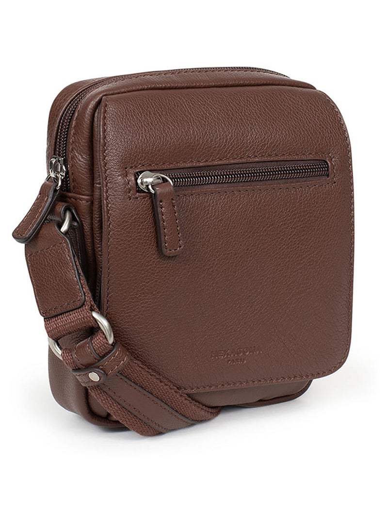 Bolsa - cuero confort hexagona Marrón chocolate - Kiabi