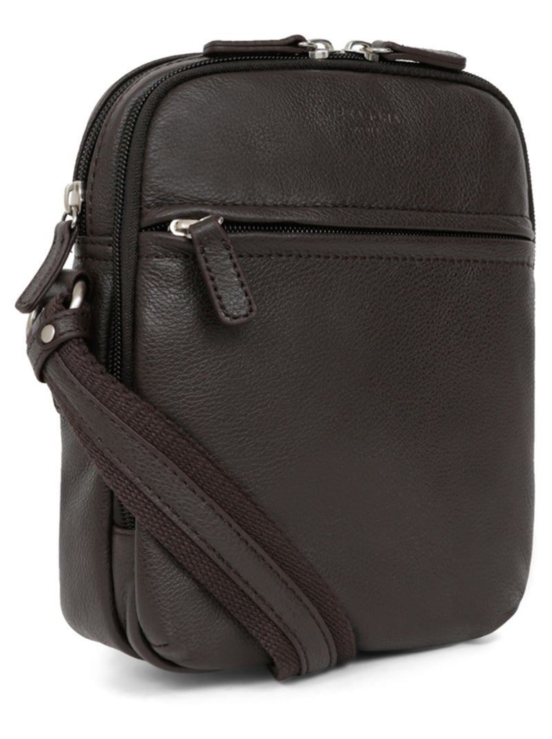 Bolsa - cuero confort hexagona Marrón oscuro - Kiabi