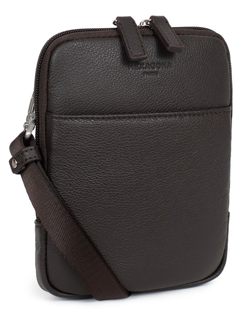 Bolsa - cuero confort hexagona Marrón oscuro - Kiabi