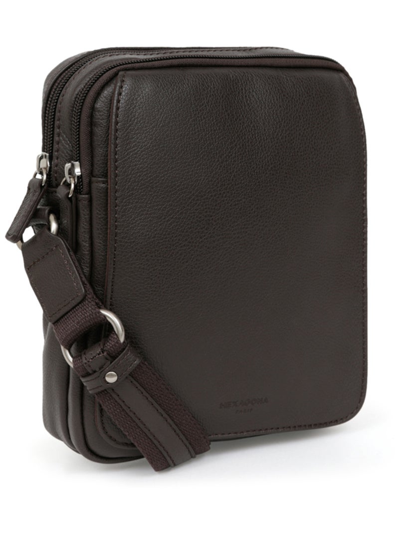 Bolsa - cuero confort hexagona Marrón oscuro - Kiabi