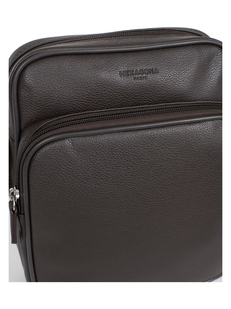 Bolsa - cuero confort hexagona Marrón oscuro - Kiabi