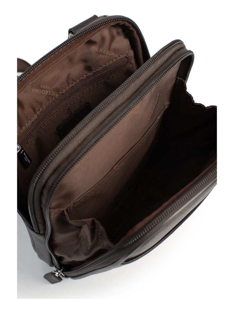 Bolsa - cuero confort hexagona Marrón oscuro - Kiabi