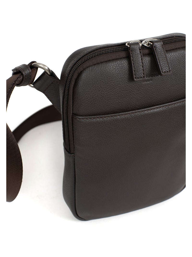 Bolsa - cuero confort hexagona Marrón oscuro - Kiabi
