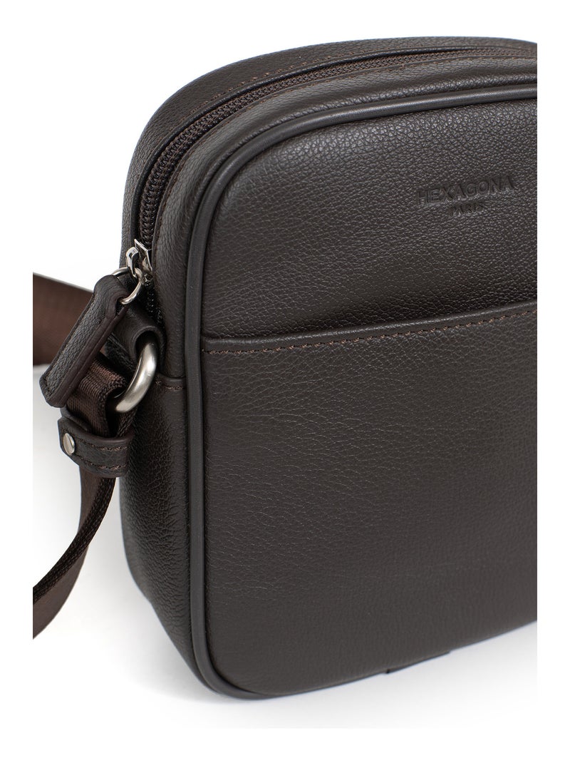 Bolsa - cuero confort hexagona Marrón oscuro - Kiabi