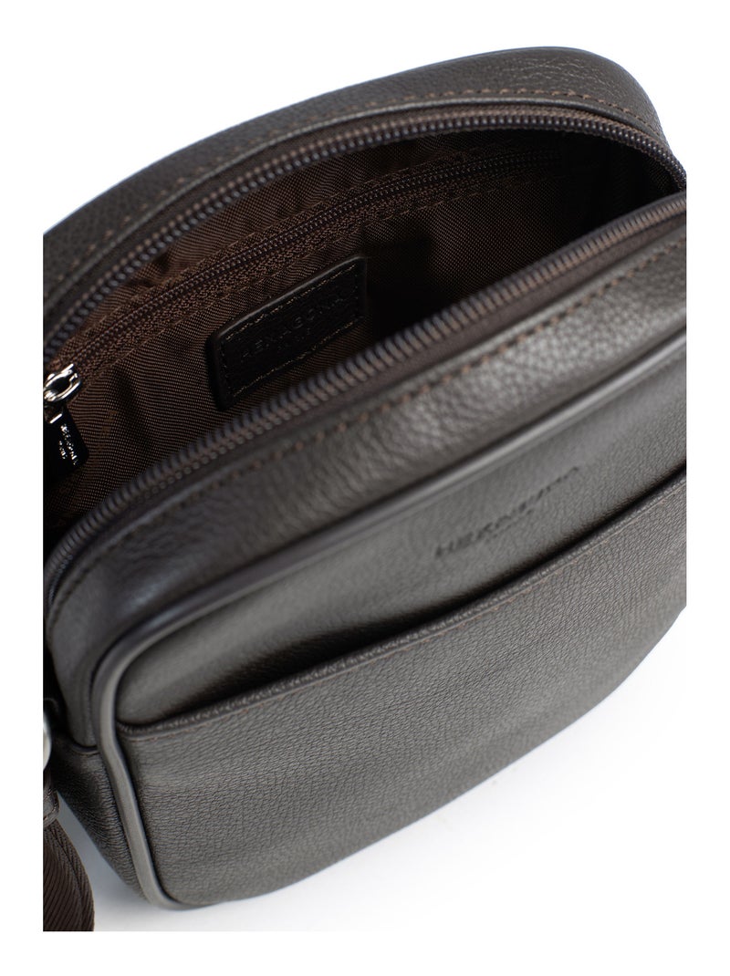 Bolsa - cuero confort hexagona Marrón oscuro - Kiabi