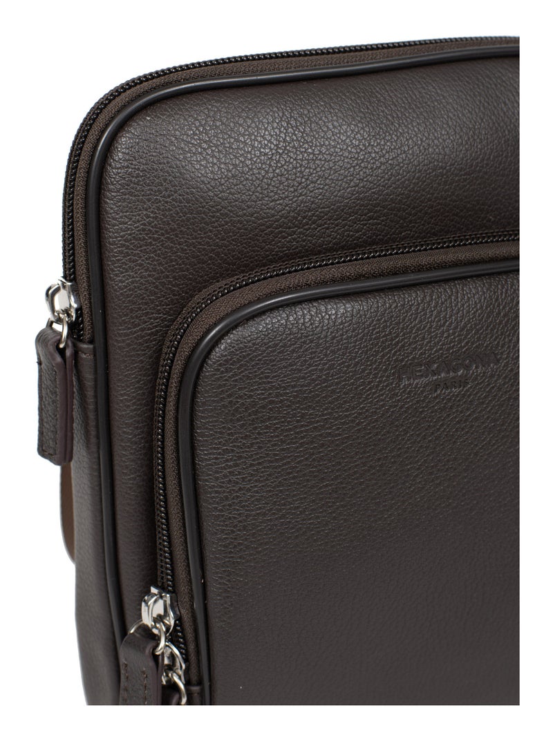 Bolsa - cuero confort hexagona Marrón oscuro - Kiabi