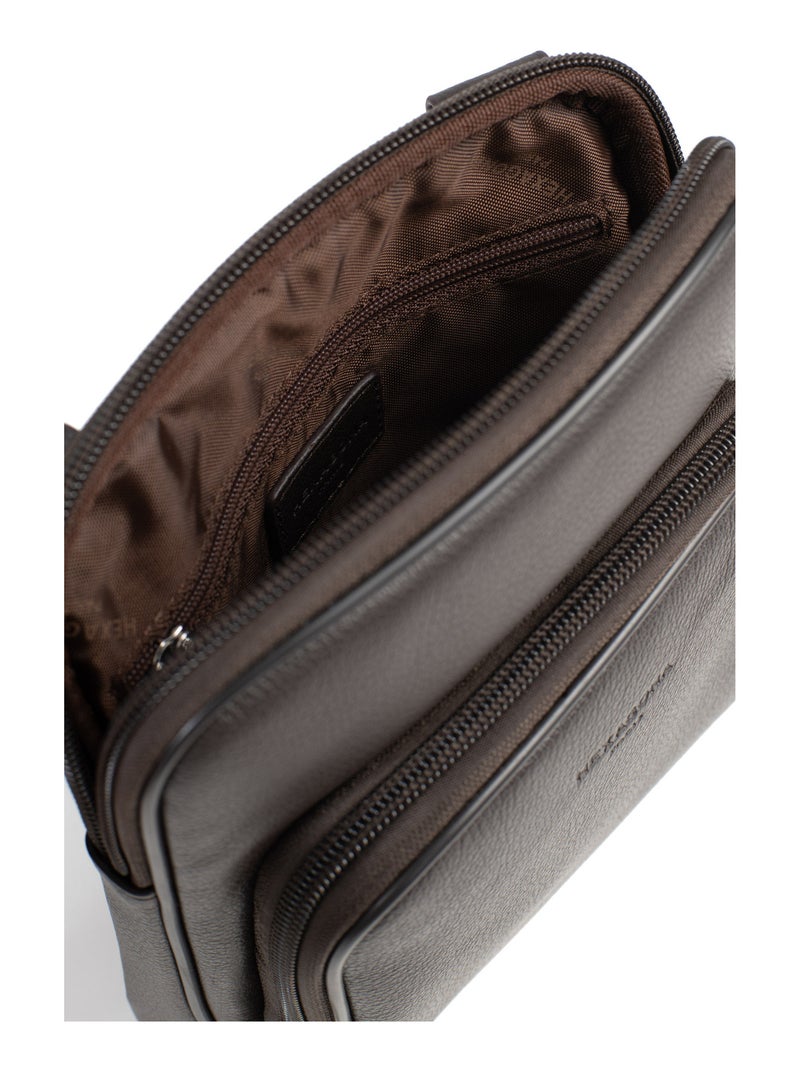Bolsa - cuero confort hexagona Marrón oscuro - Kiabi