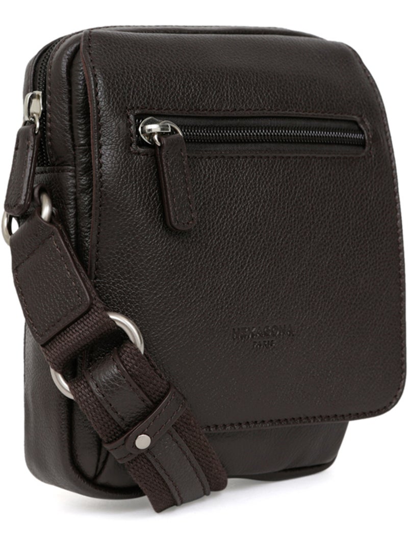 Bolsa - cuero confort hexagona Marrón oscuro - Kiabi