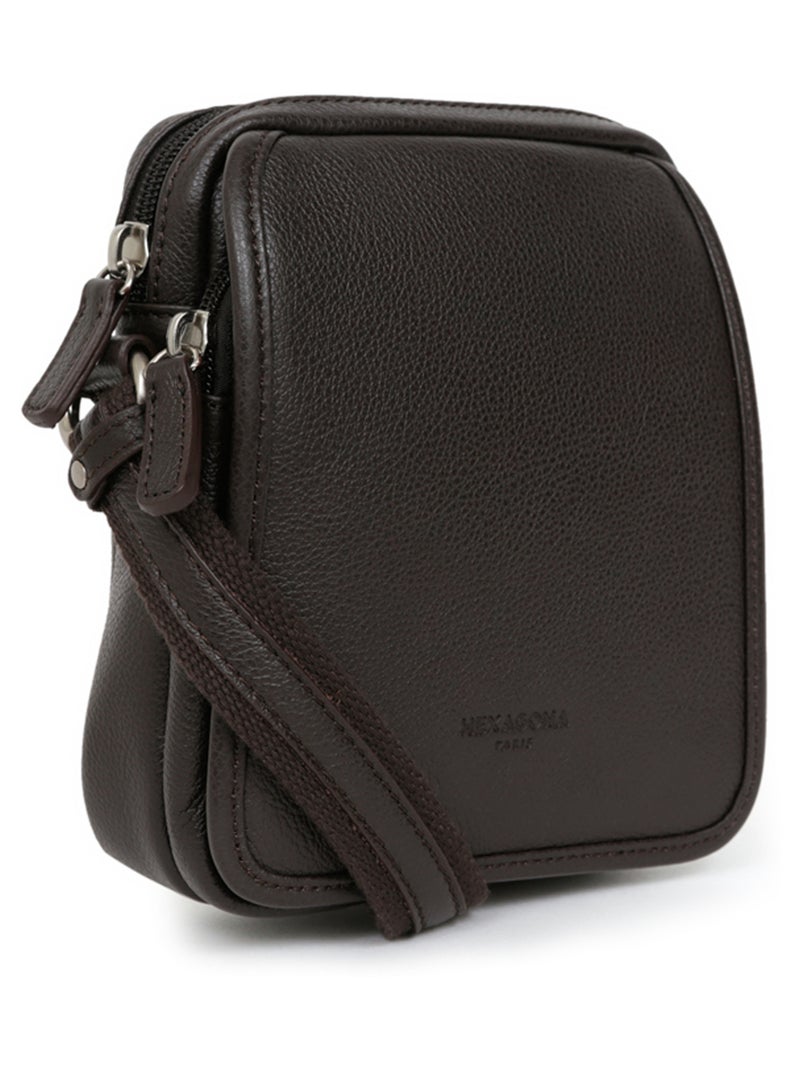 Bolsa - cuero confort hexagona Marrón oscuro - Kiabi