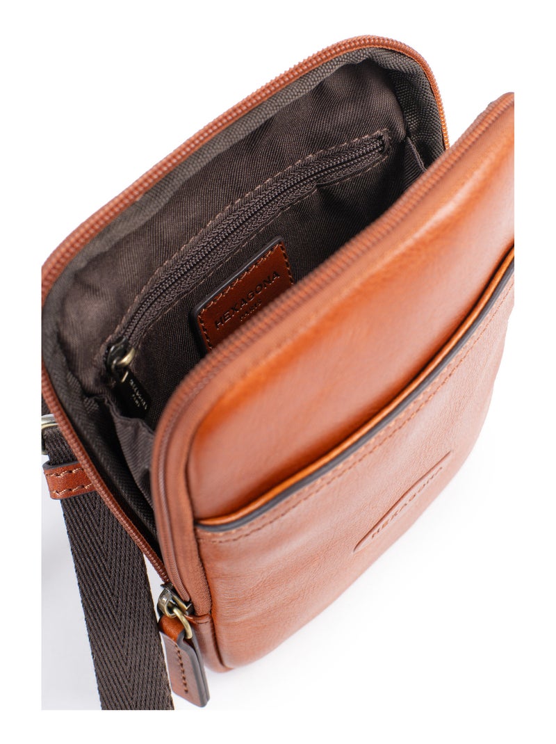 Bolsa - cuero stuart hexagona Cognac - Kiabi