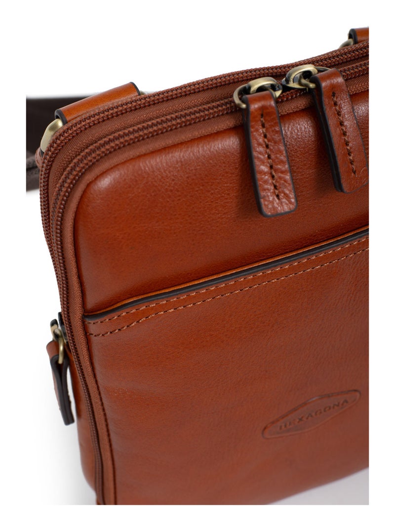 Bolsa - cuero stuart hexagona Cognac - Kiabi