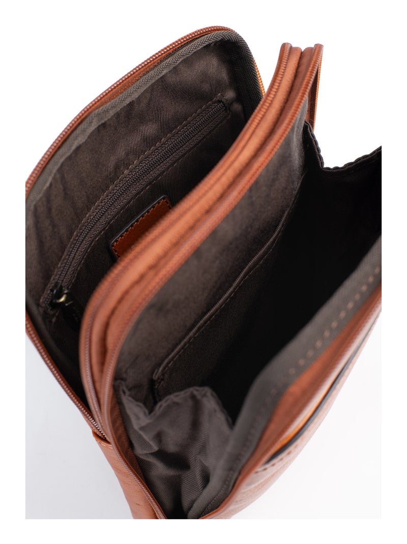 Bolsa - cuero stuart hexagona Cognac - Kiabi