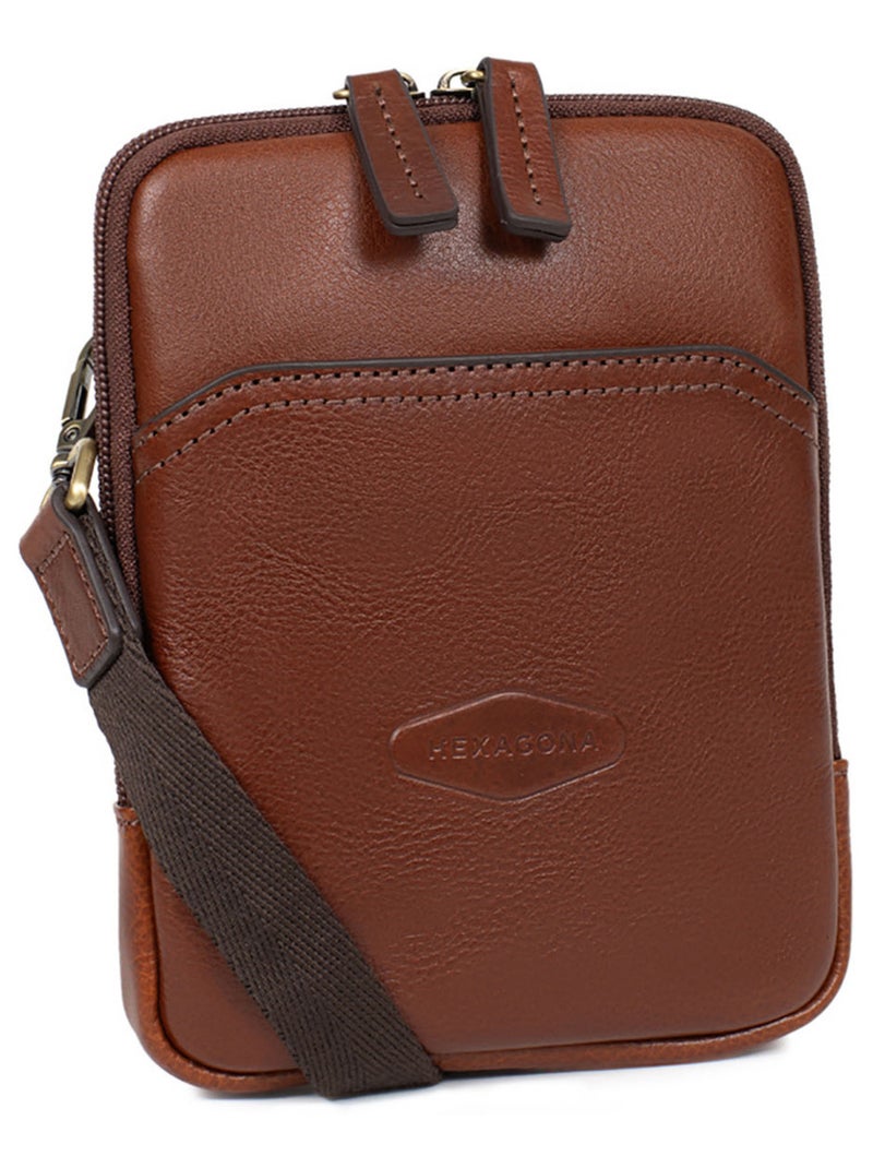 Bolsa - cuero stuart hexagona Marrón - Kiabi