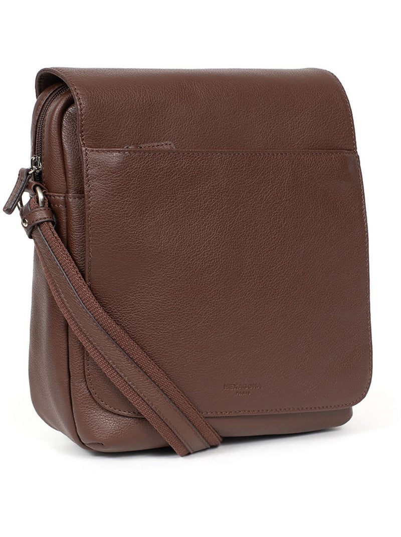 Bolsa - tableta - cuero confort hexagona Marrón chocolate - Kiabi