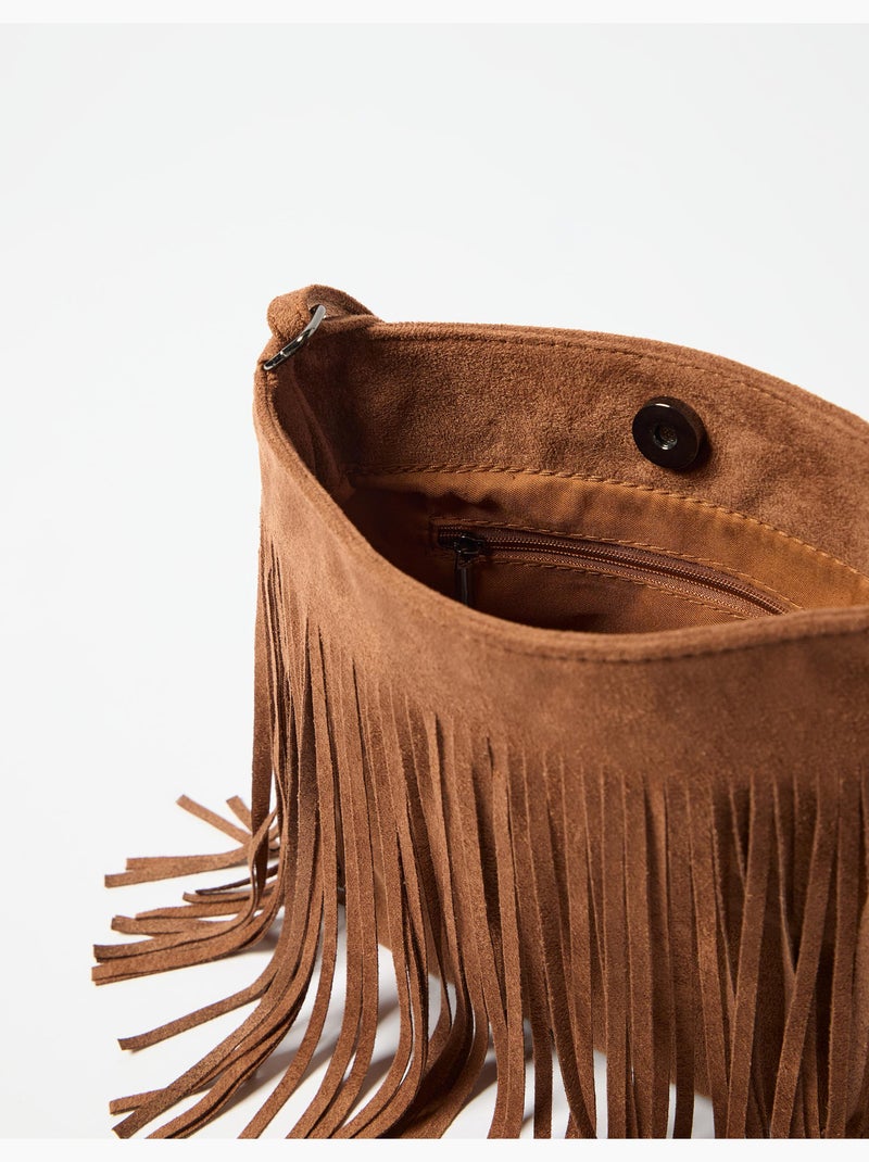 Bolsa cruzada con flecos, MO Fashion Marrón - Kiabi