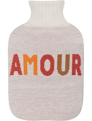Bolsa de agua caliente con funda de punto Amor