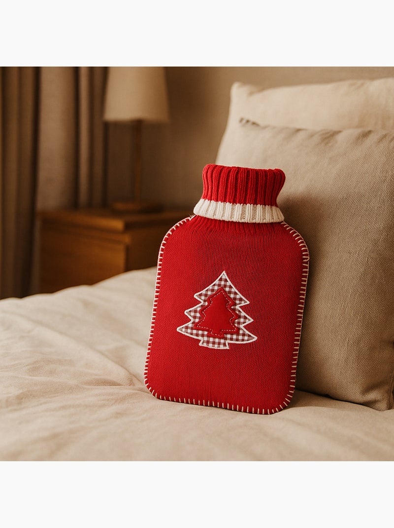 Bolsa de agua caliente con funda de punto motivo abeto Rojo - Kiabi