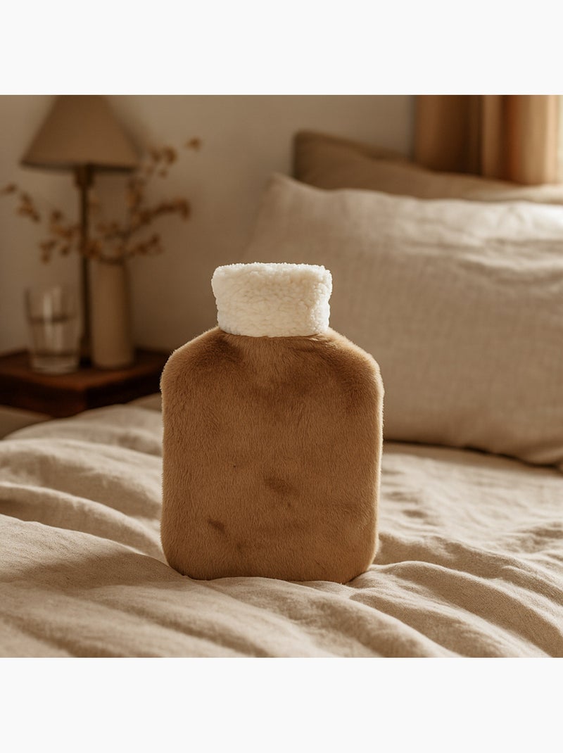 Bolsa de agua caliente con funda suave tipo borreguito Marrón - Kiabi