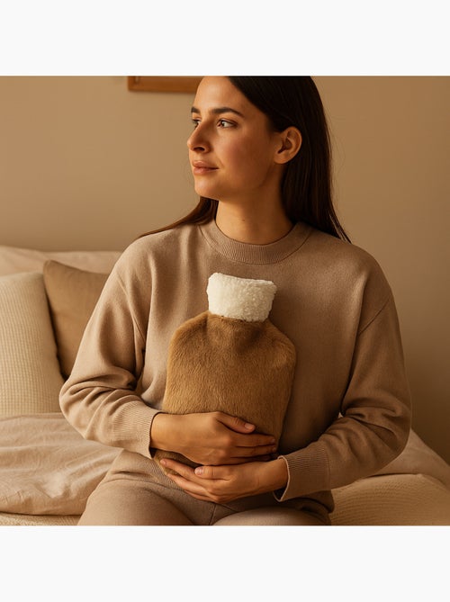 Bolsa de agua caliente con funda suave tipo borreguito - Kiabi Bolsa de agua caliente con funda suave tipo borreguito - Kiabi