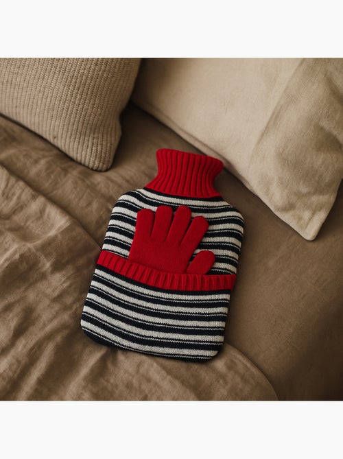 Bolsa de agua caliente con guantes y funda de punto a rayas - Kiabi
