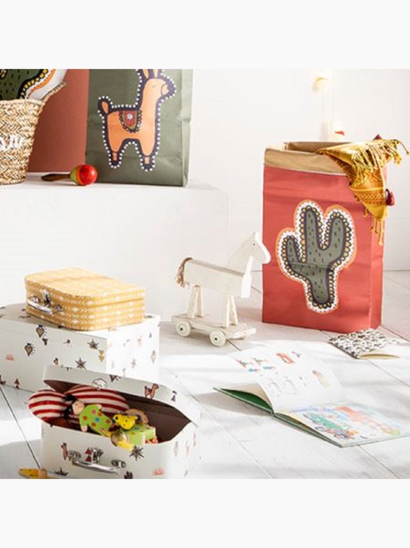 Bolsa de almacenaje de papel kraft con motivos lama y cactus – Pack de 3 – Future Home Multicolor - Kiabi