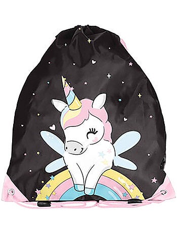 Bolsa de baño con cordones de unicornio arcoíris 38 cm