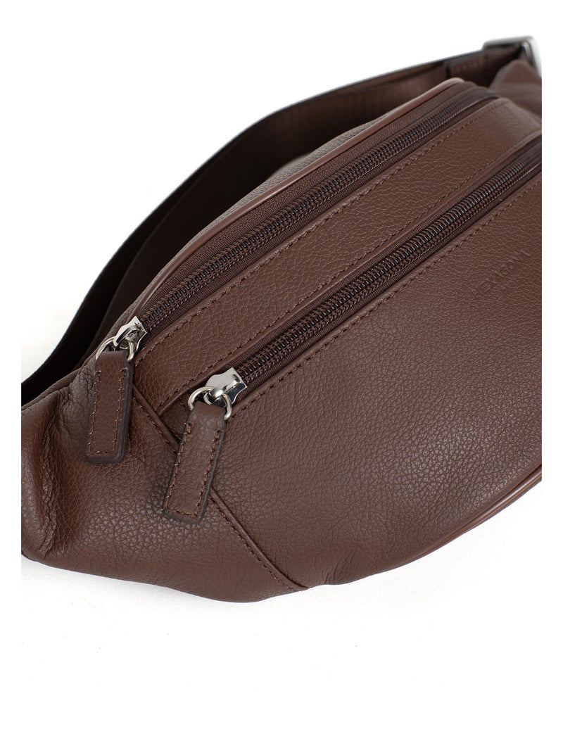 Bolsa de cintura - cuero confort hexagona Marrón chocolate - Kiabi