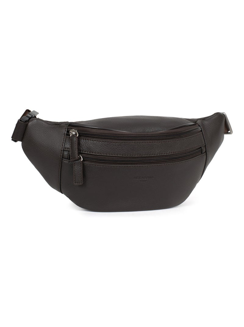 Bolsa de cintura - cuero confort hexagona Marrón oscuro - Kiabi