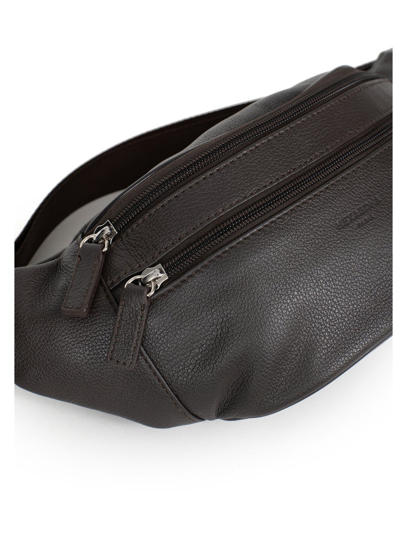 Bolsa de cintura - cuero confort hexagona Marrón oscuro - Kiabi