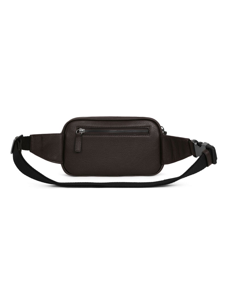 Bolsa de cintura - cuero encore hexagona Marrón oscuro - Kiabi